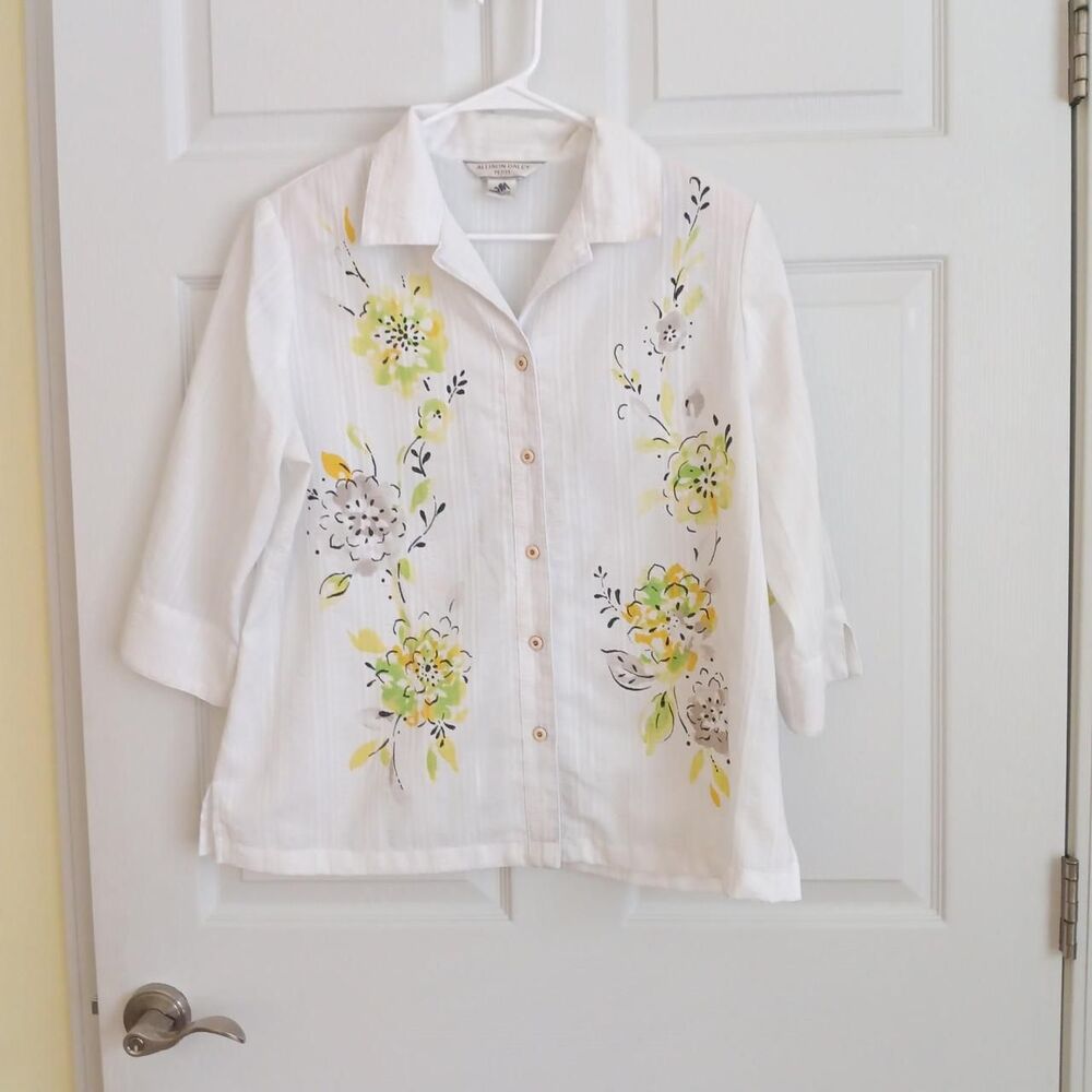 Vintage Allison Daley Floral Button Front Blouse 12P